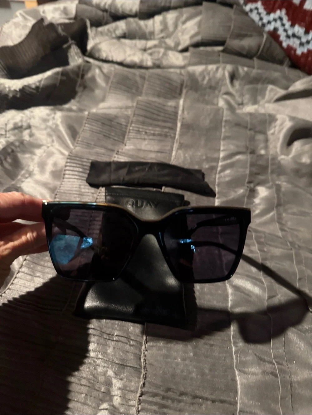 Black Square Frame Sunglasses with Dark Lenses
